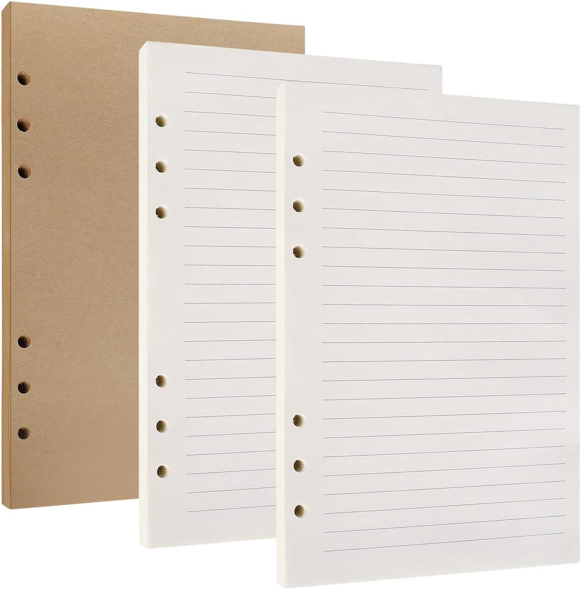 SnelShoppen - Refill Pack A5 Papier Lined 80 Vellen, 3 Stuks, 6 Gaten voor Ringboek, Herbruikbaar voor Notitieboek, Planner, Organiser, Reisdagboek