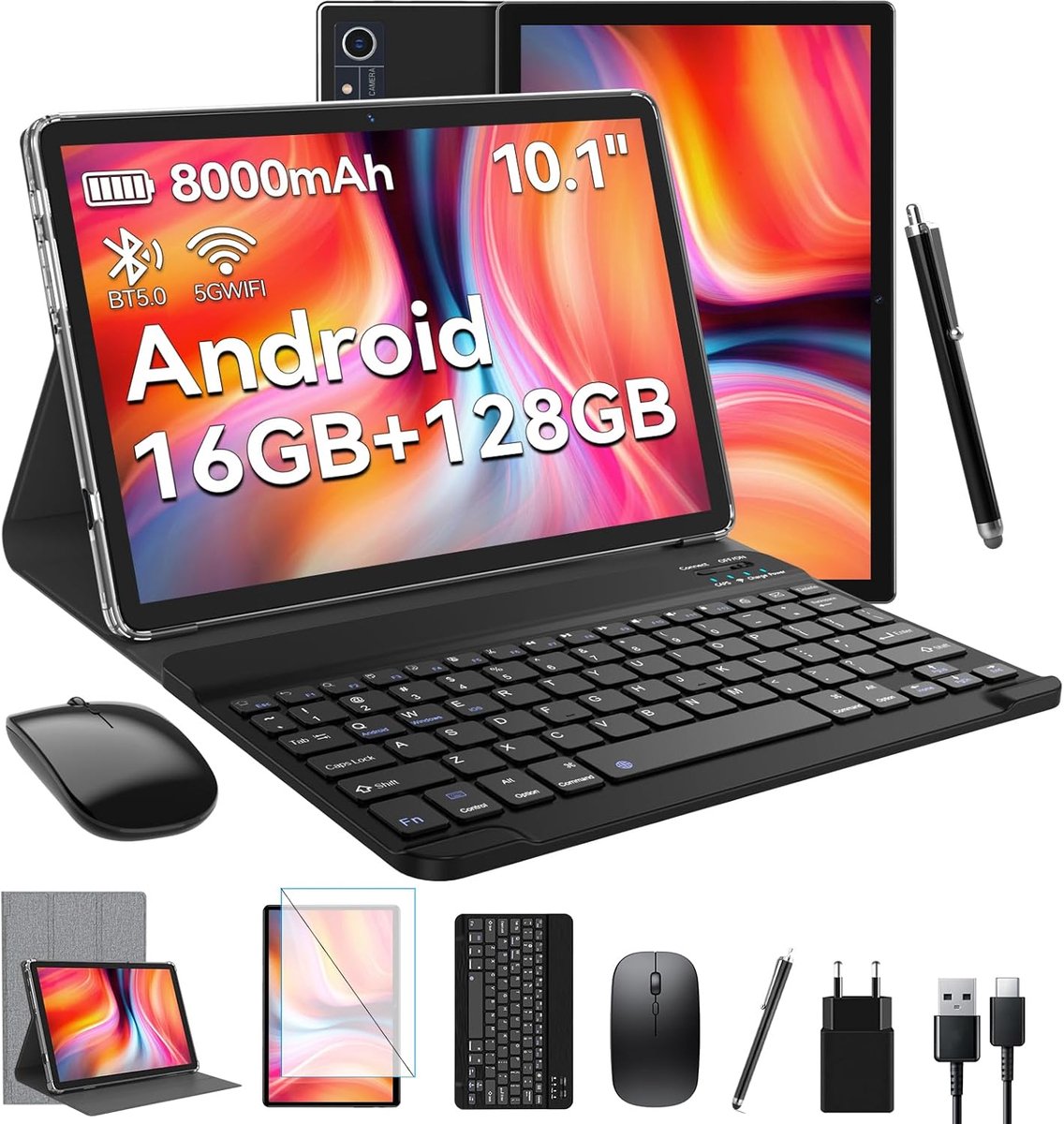 SnelShoppen - 10 Inch Tablet met 16GB RAM, 128GB ROM en 1TB TF Geheugen - Ideaal voor Entertainment, Werk en Onderwijs - Snelle Prestaties en Groot Sc
