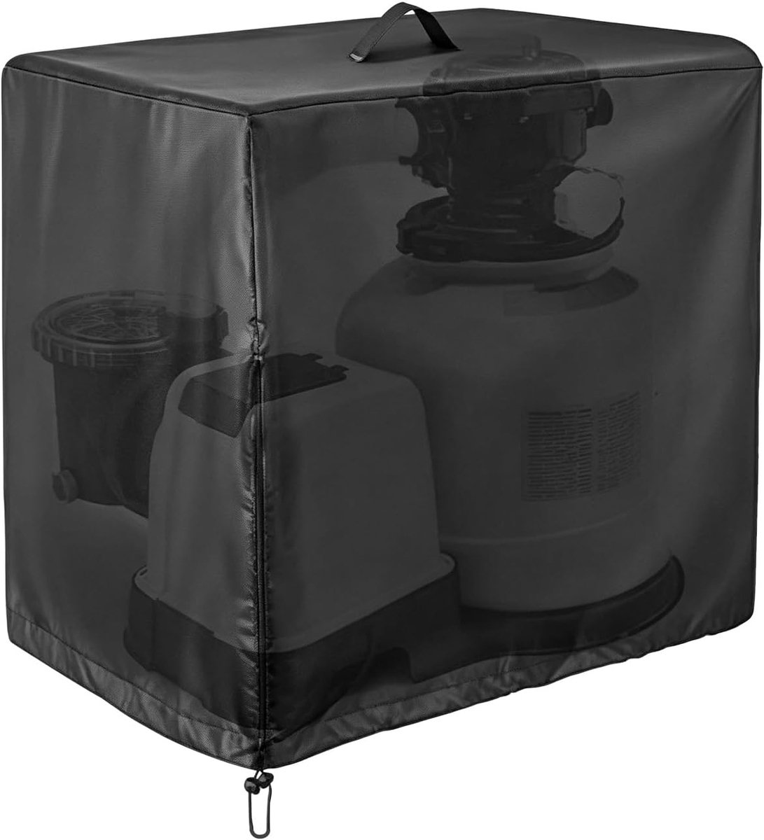 SnelShoppen - Pump Cover 420D - Waterdichte, UV-bestendige en stofdichte hoes met rits en trekkoord, 26x62x72cm voor zandfilter systeem en zwembadpomp