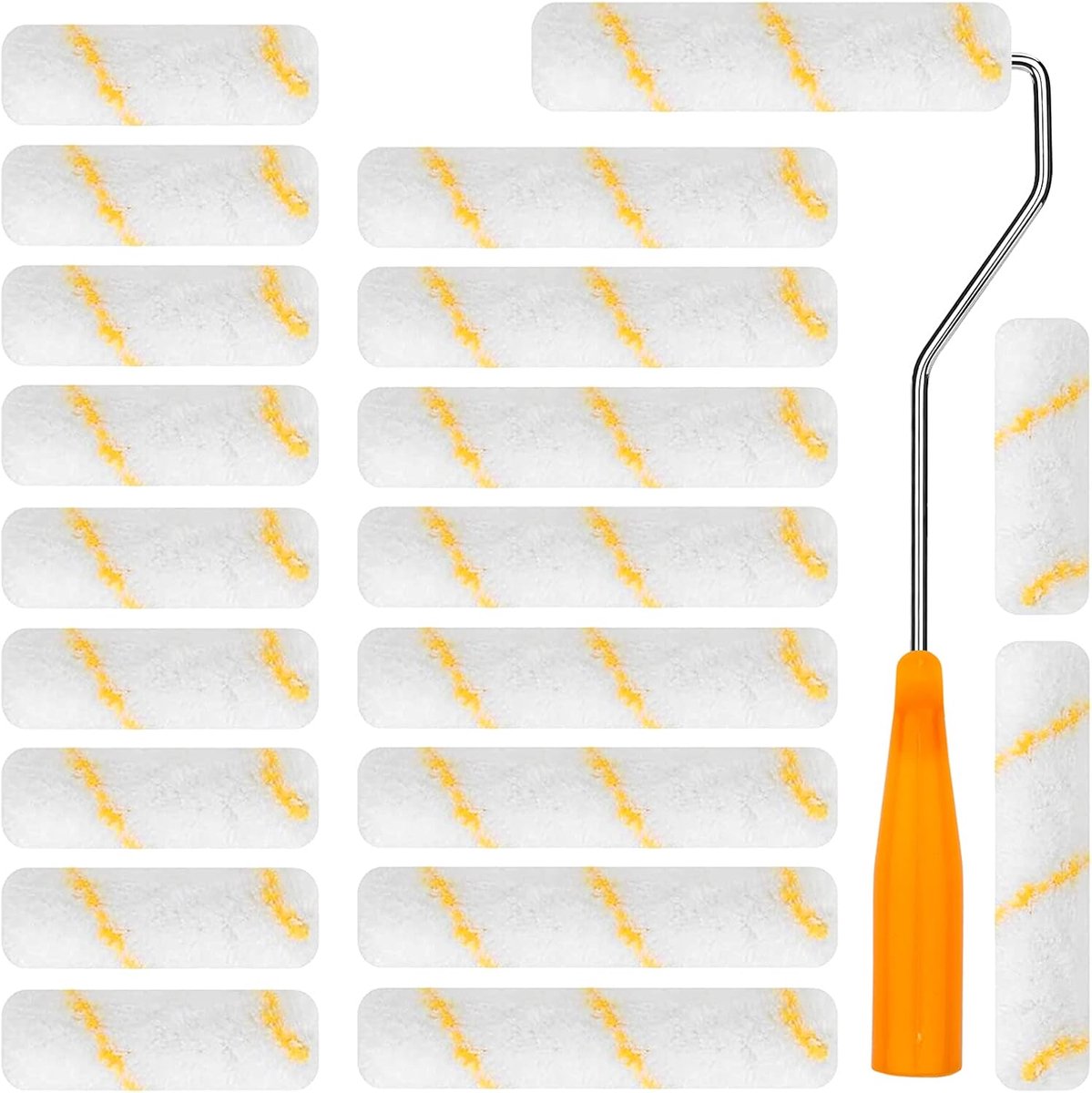 SnelShoppen - 20 Stuks Professionele Verfroller Set - Muurverf Roller met Verfroller Beugel - Ideaal voor Watergedragen en Lichte Oplosmiddel Verf - 1