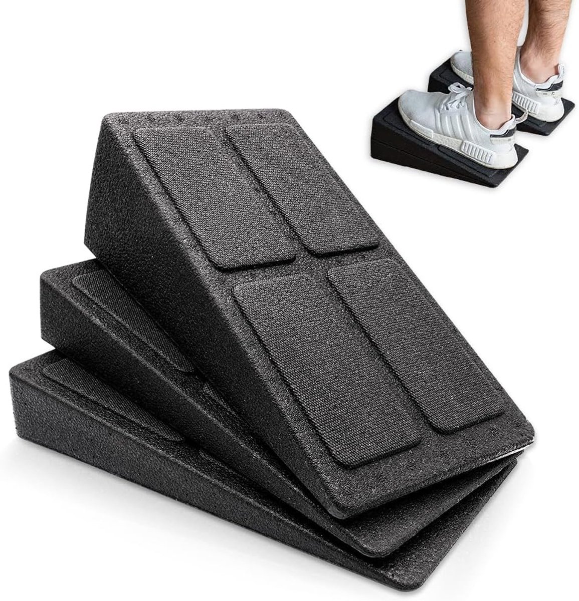 SnelShoppen - Multi Angle Calf Wedge Stretcher - 3 Stuks Squat Wedge Calf Stretcher - Verstelbare Hoeken voor Calf Stretching - Lichtgewicht en Duurza