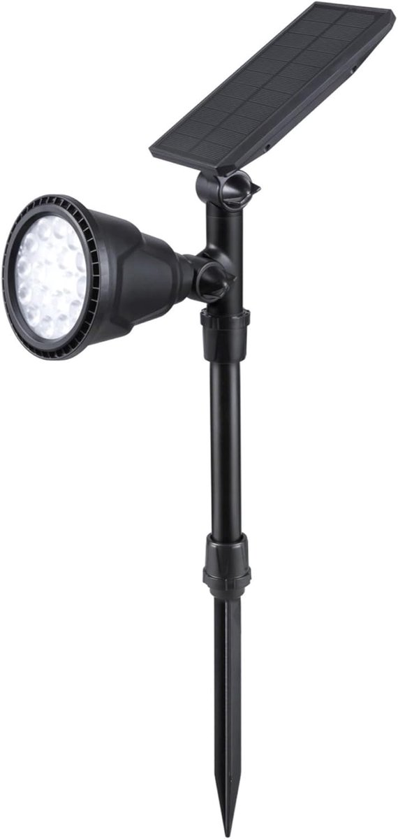 SnelShoppen - Solar Tuinspotlicht LED 600 Lumen Warm Wit IP65 Waterdicht Buitenverlichting - Verstelbaar Hoogte & Kanteling voor Tuin, Border, Facade,