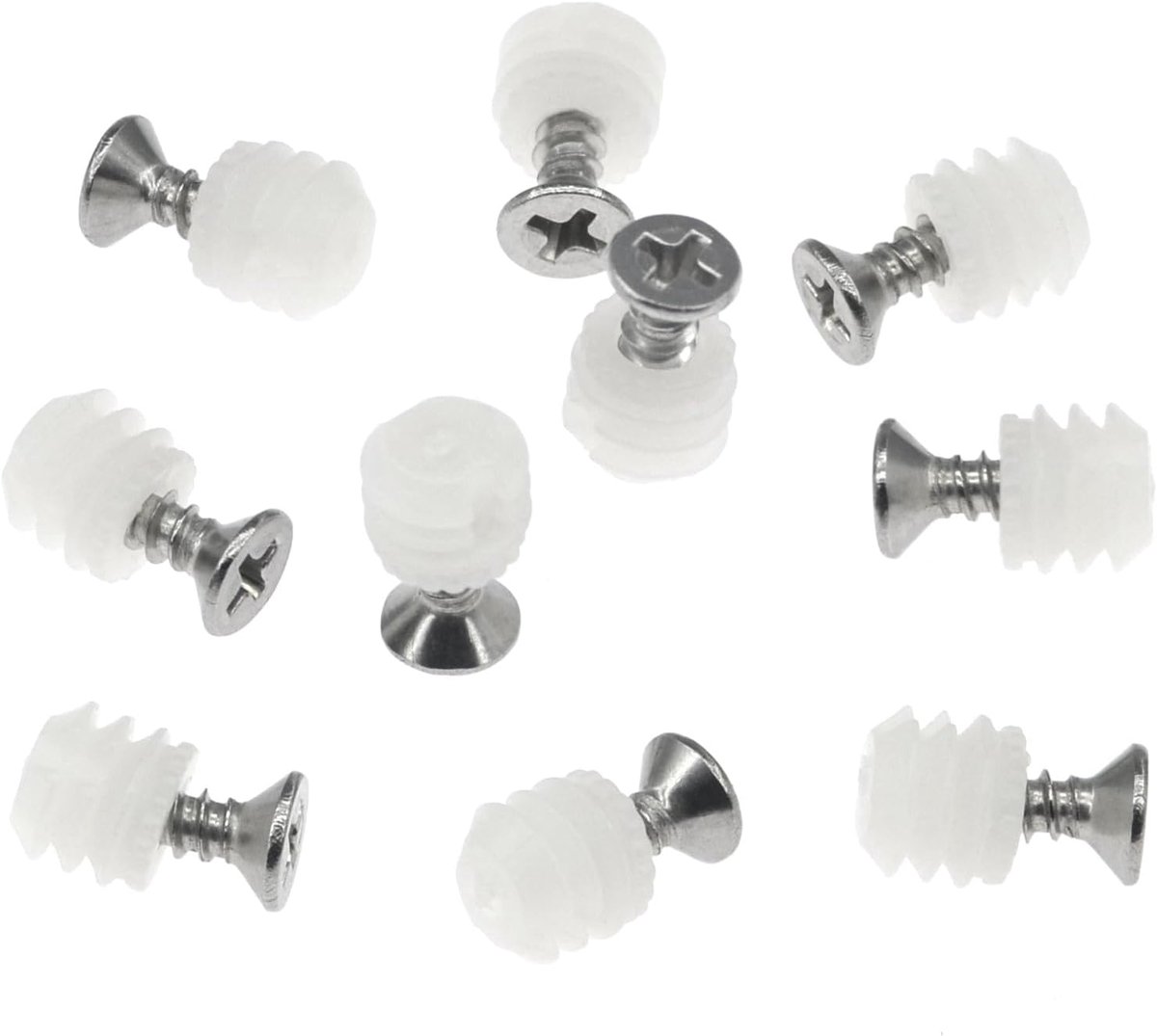 SnelShoppen - 100PCS Plastic Hinge Dowel Inserts met Schroeven, Hinge Extension Dowels, Nylon, Roestvrij Staal, Voor Meubelherstel en Bescherming, Duu