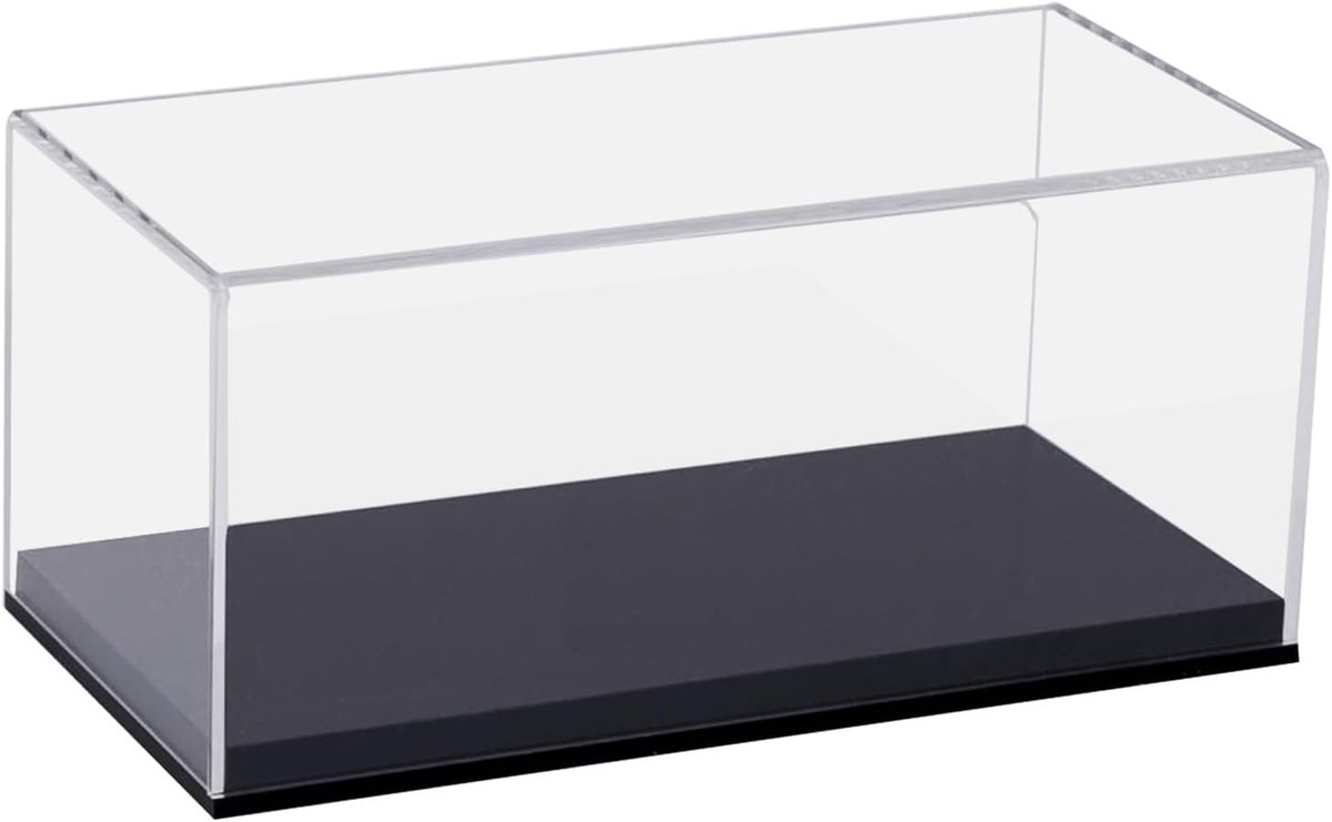 SnelShoppen - Acrylic Display Case voor Modelauto's, Figuren, Miniaturen - Transparante Presentatiebox met Zwarte Basis, UV-bestendig, Kr scratchbeste