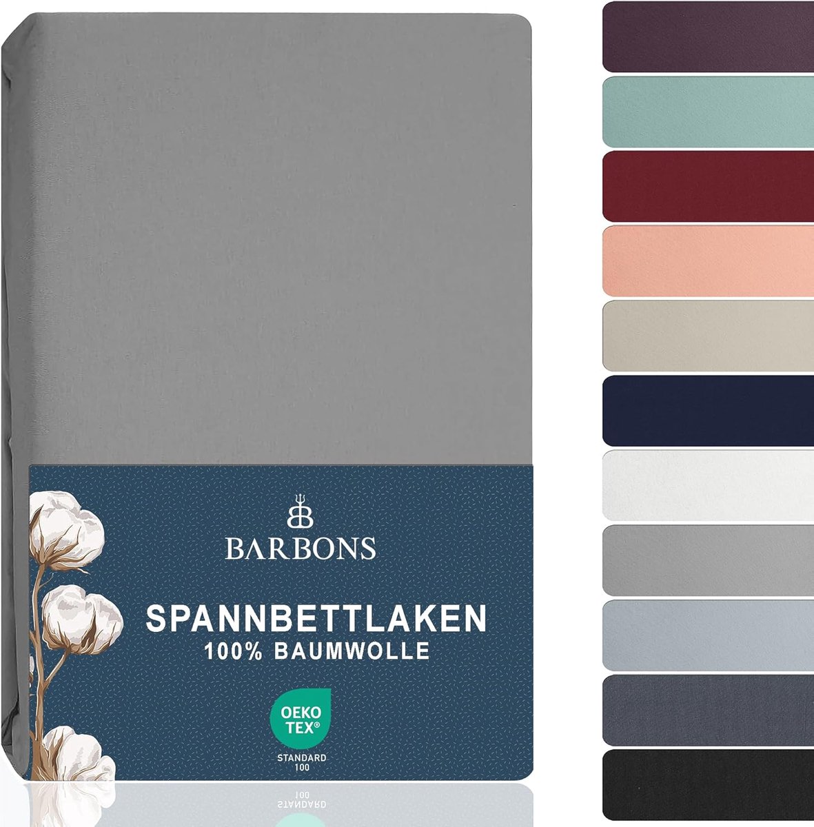 SnelShoppen - Fitted Sheet 200x200 cm - 100% Katoen Jersey - Oeko-Tex Gecertificeerd - Lichtgrijs - Geschikt voor Boxspring en Matrassen tot 27 cm Hoo