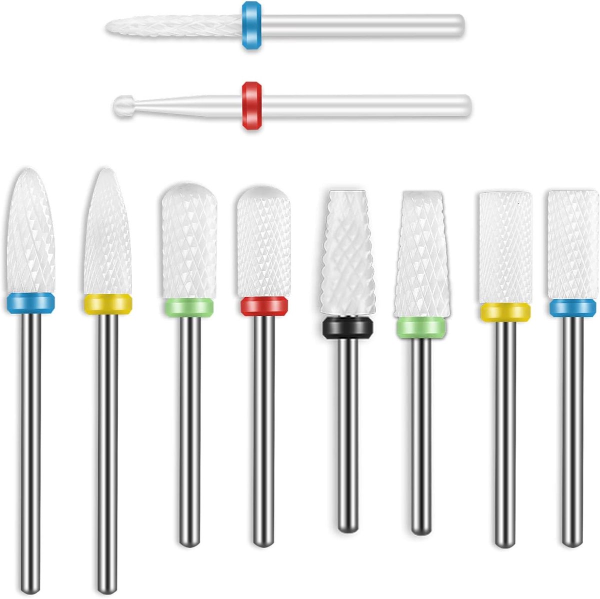 SnelShoppen - 10 Stuks Keramische Nagelboor Set, 3/32 Inch Professionele Boorbits voor Nagels en Cuticule Verwijderaar, Geschikt voor Acryl, Manicure