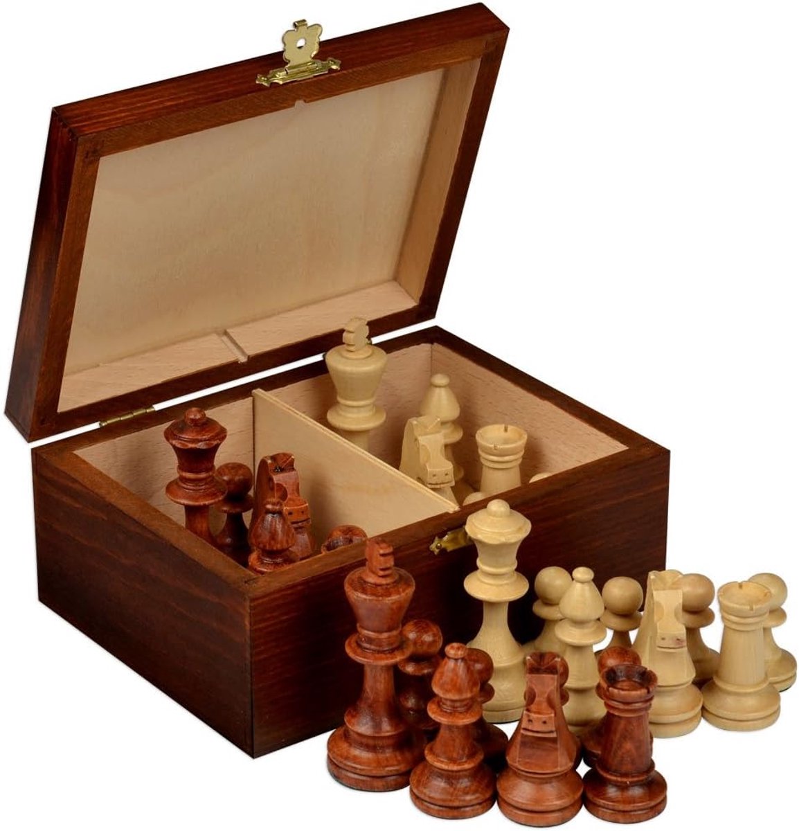 SnelShoppen - Staunton No. 4 Toernooi Schaakstukken met Houten Doos, 8 cm Koningen, Perfect voor Schaakliefhebbers, Cadeau voor de Feestdagen