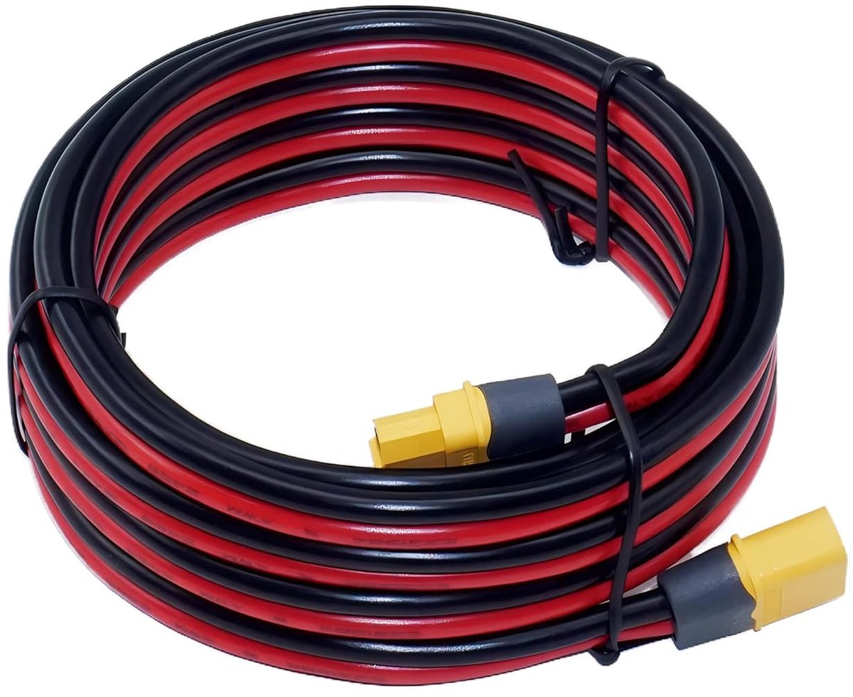 SnelShoppen - XT60 Kabelverlenging 3 m, XT60 Bus naar Plug, 12 AWG Zonnepaneelkabel, Geschikt voor EcoFlow Delta en River Powerstation, Flexibel en Wa