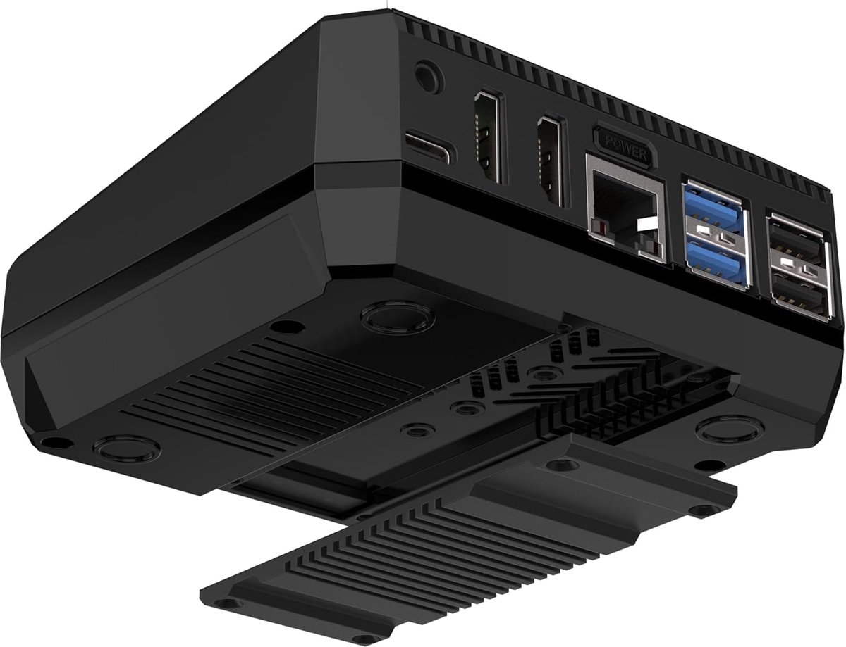 SnelShoppen - Argon ONE V3 M.2 NVME Case voor Raspberry Pi 5 - M.2 NVME Ondersteuning, Verbeterde Communicatie, Power Management, Inclusief Ventilator