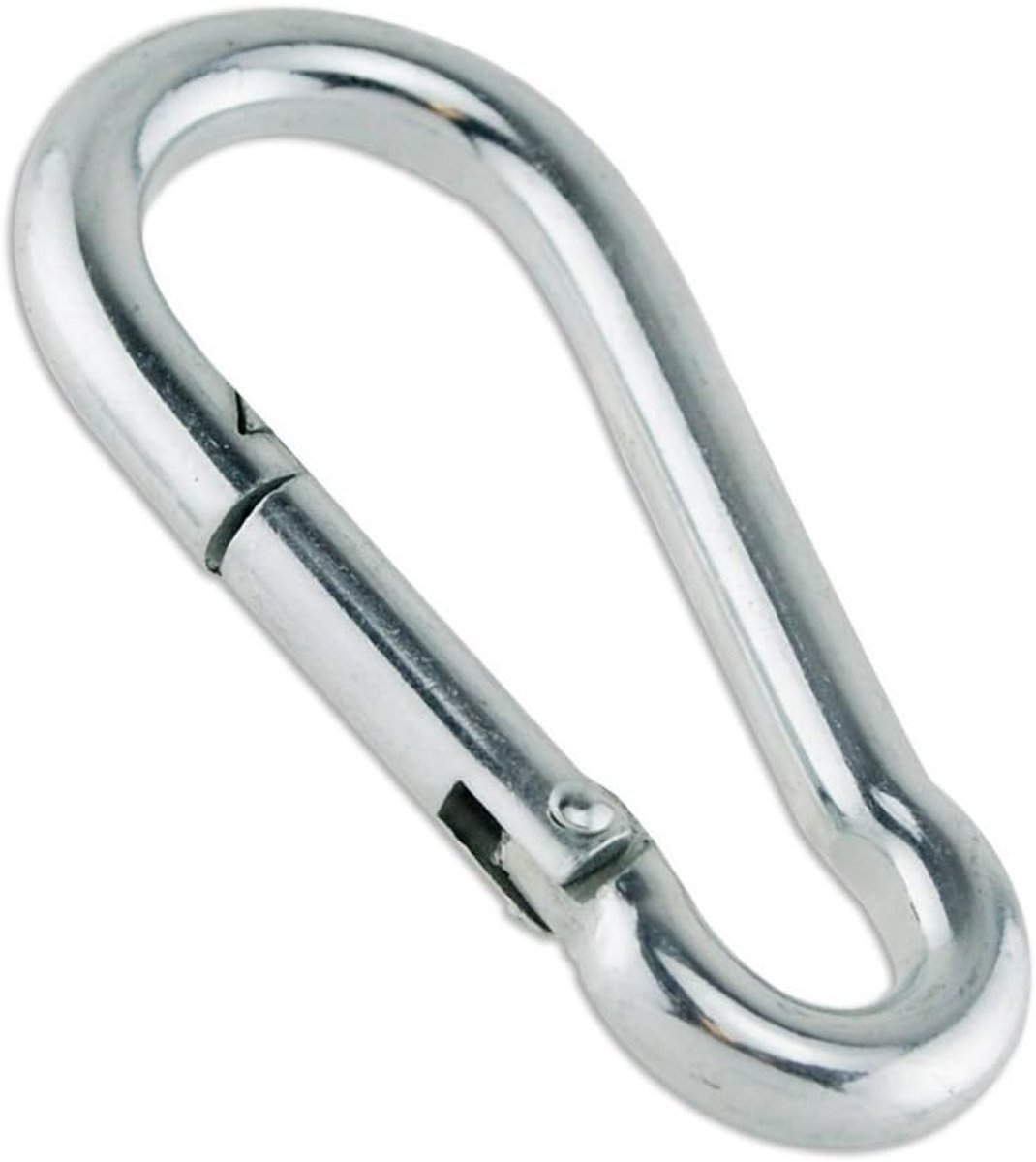 SnelShoppen - 10 Carabiners 50x5 mm DIN 5299 C | Gegalvaniseerde Stalen Haak | Automatische Sluiting | Max. 100 kg Draagkracht | Voor Brandweer, Geree