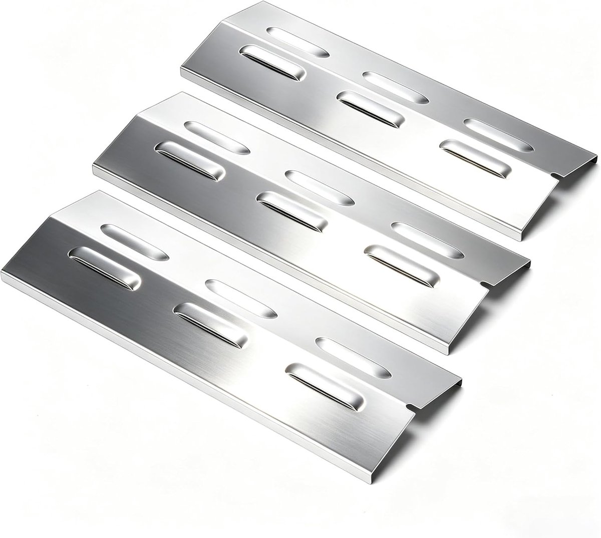 SnelShoppen - Universele RVS Warmteplaat 36,5 x 12 cm voor Barbecue, 3 Stuks, Geschikt voor Grillen, Tuin, Feest, Camping