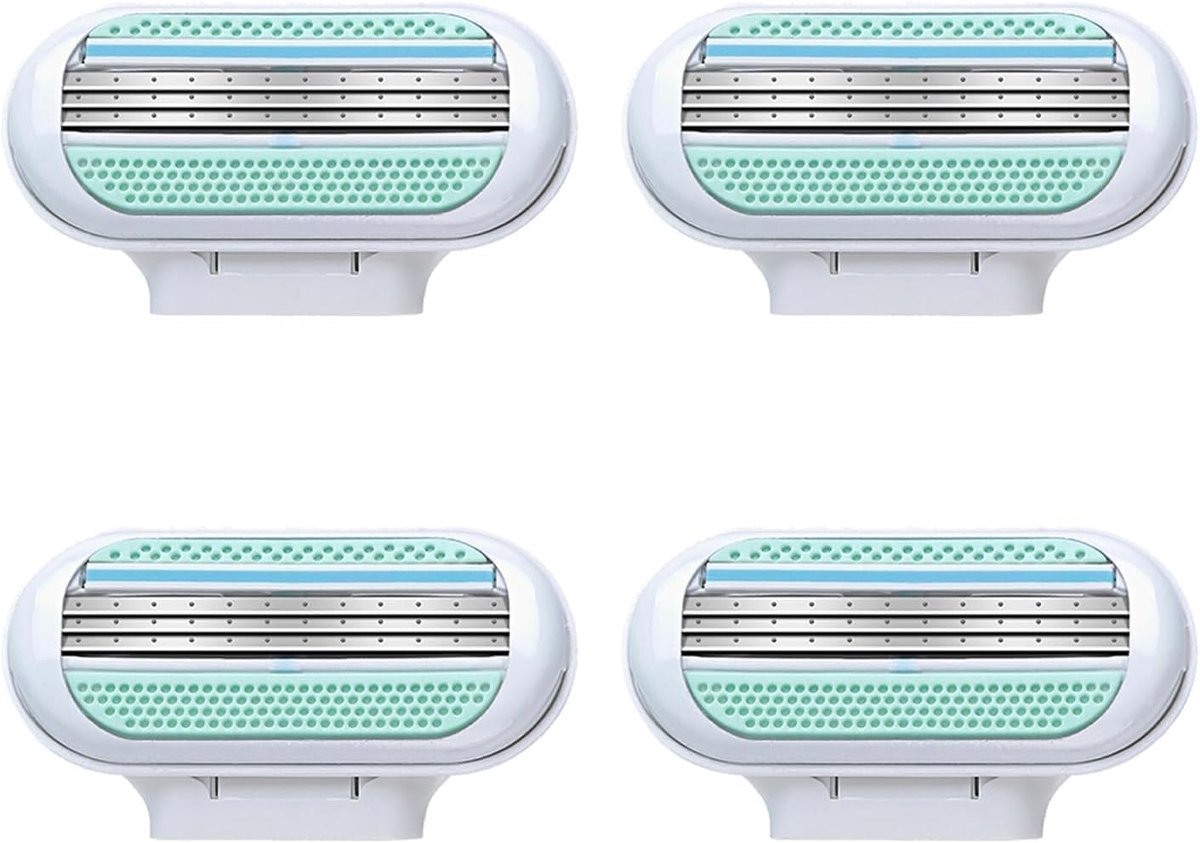 SnelShoppen - 4 vervangende scheermesjes voor dames, universele scheermesjes met 3 bladen en hydraterende strip, wasbare en herbruikbare mesjes, eenvo