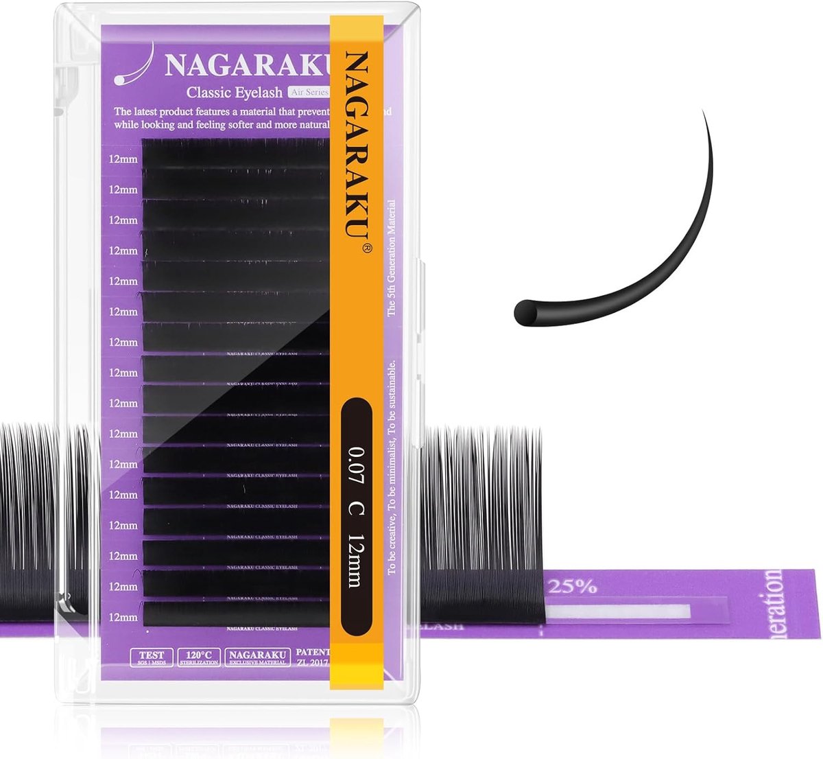 SnelShoppen - Individuele Wimpers 5e Generatie Handgemaakt 1 op 1 Lange Punt Volume Wimpers Matte Zwart 0.08mm C 12mm 16 Rijen voor Professionele Salo