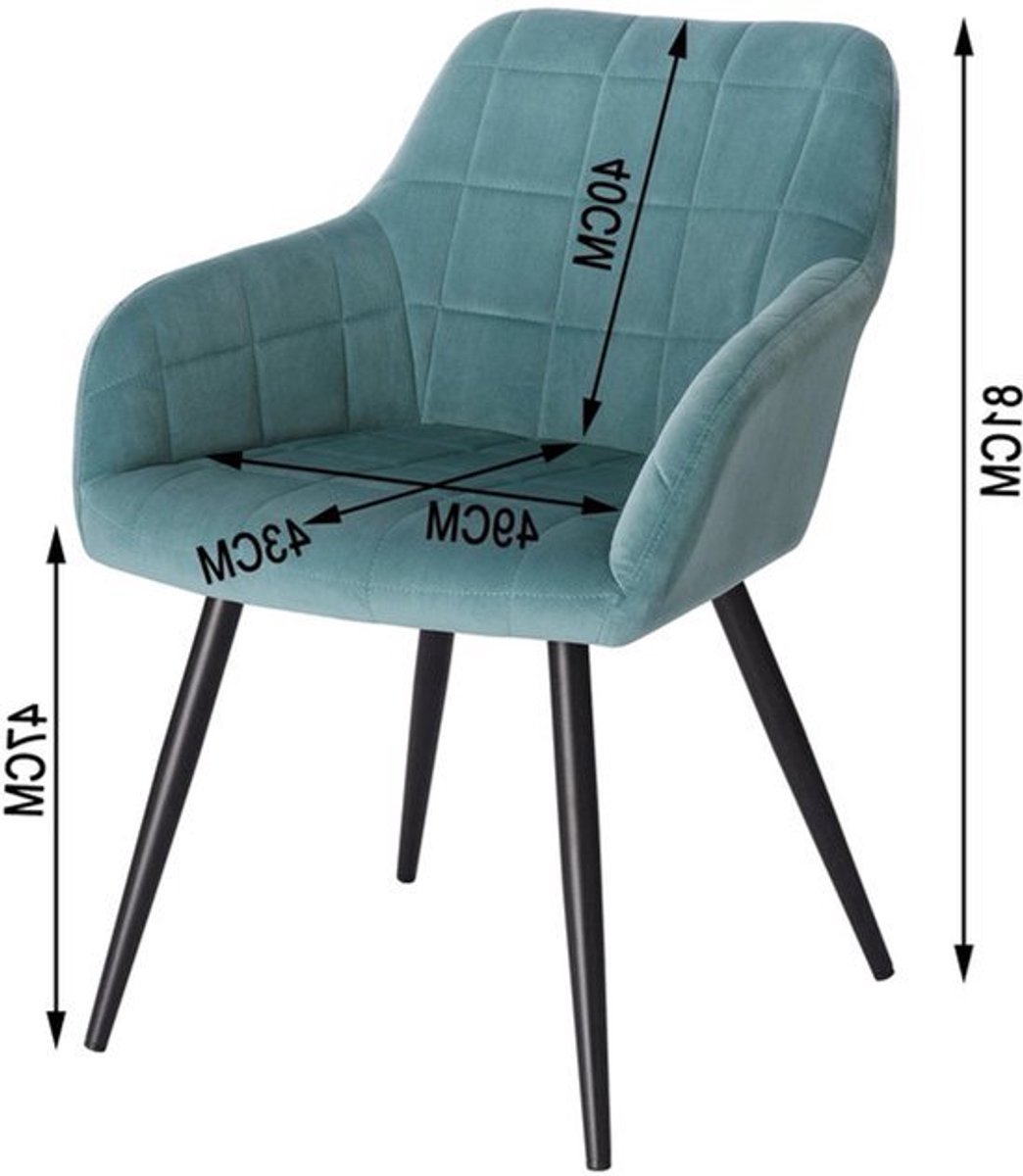 Eetkamerstoel - Eetkamer Stoelen - Lounge Stoel - Fauteuil - met Stalen Poten en Rugleunin