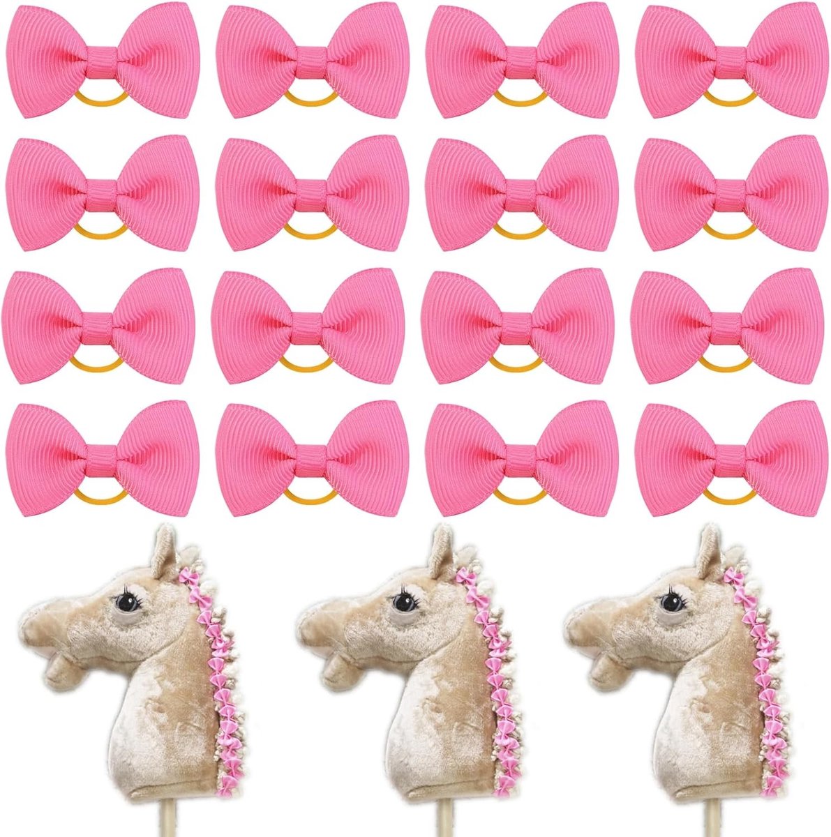 Huisdier Strikjes - Manen Accessoires - Paarden Versieren - Antislip Bevestiging - 16 Stuks - Roze Mix