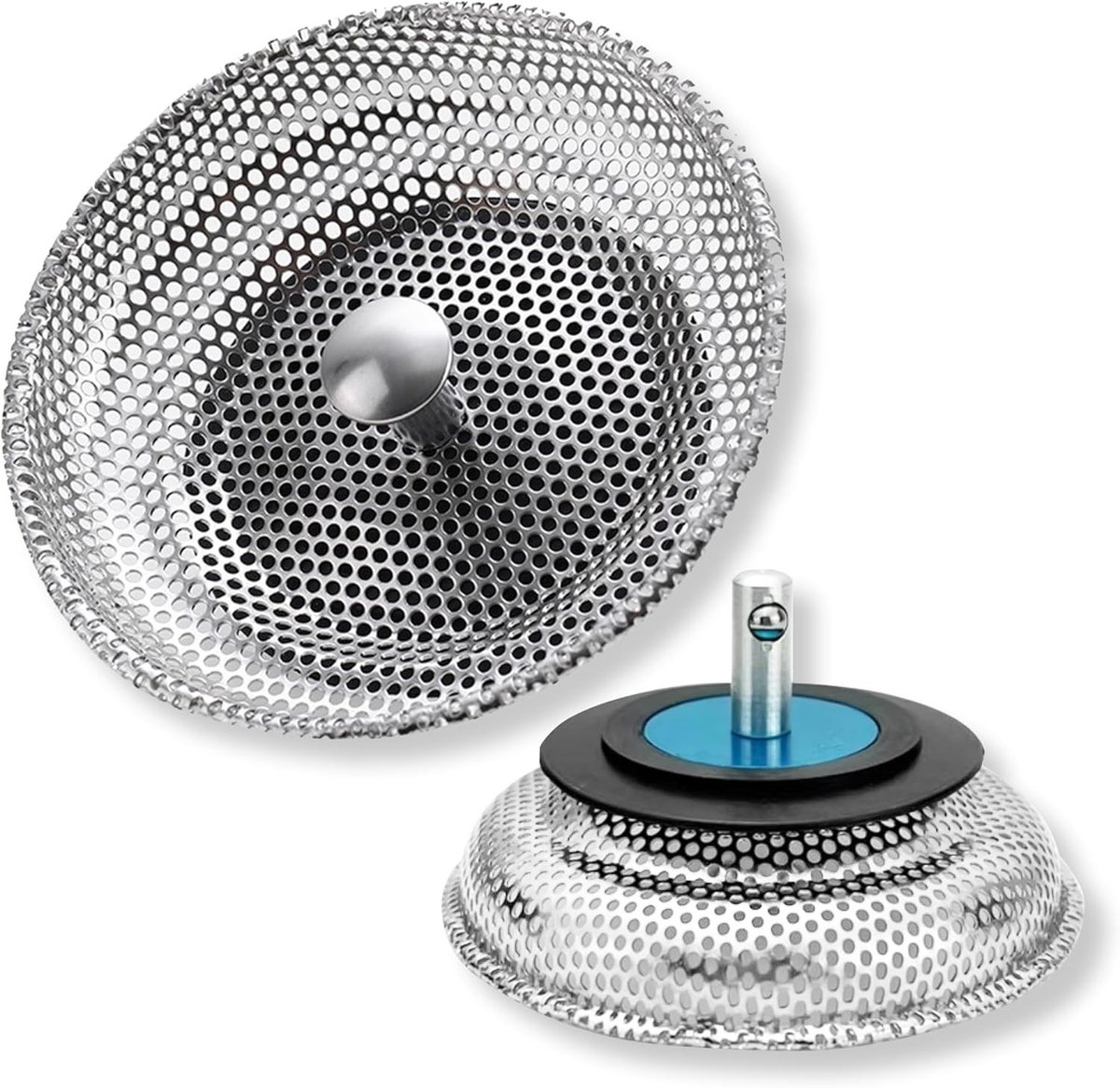 RVS Afvoerzeef Set van 2, Ideaal voor Keuken en Badkamer, Vangt Haar en Voedselresten, Ø 80mm