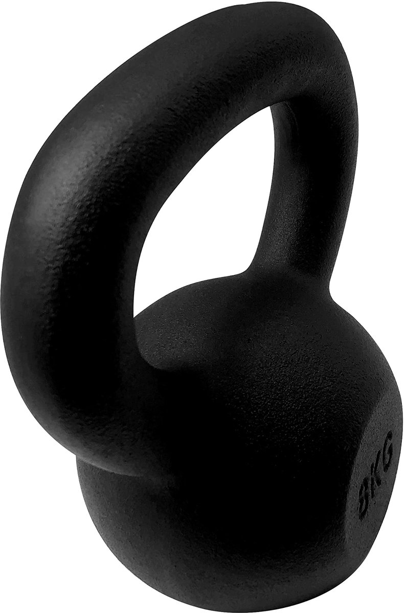 SnelShoppen - Athlyt Gietijzeren Kettlebell 8 kg Zwart - Ideaal voor Thuis Workout, Krachttraining, Fitness, Gewichtsheffen, Sport en Conditie