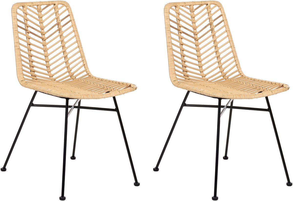 DILLEY - Eetkamerstoel set van 2 - Naturel - Rotan