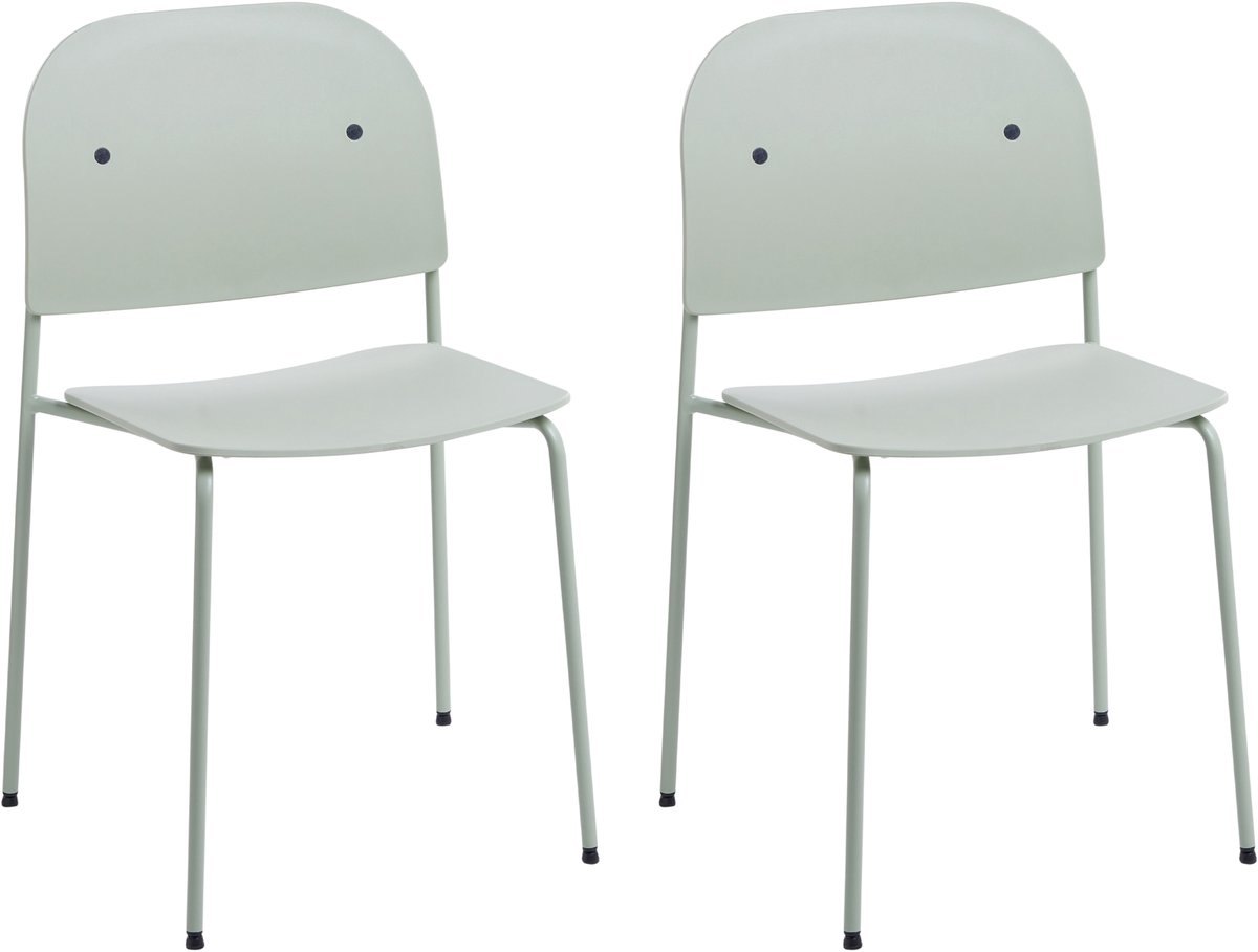 WINDUST - Set van 2 eetkamerstoelen - Mintgroen - IJzer