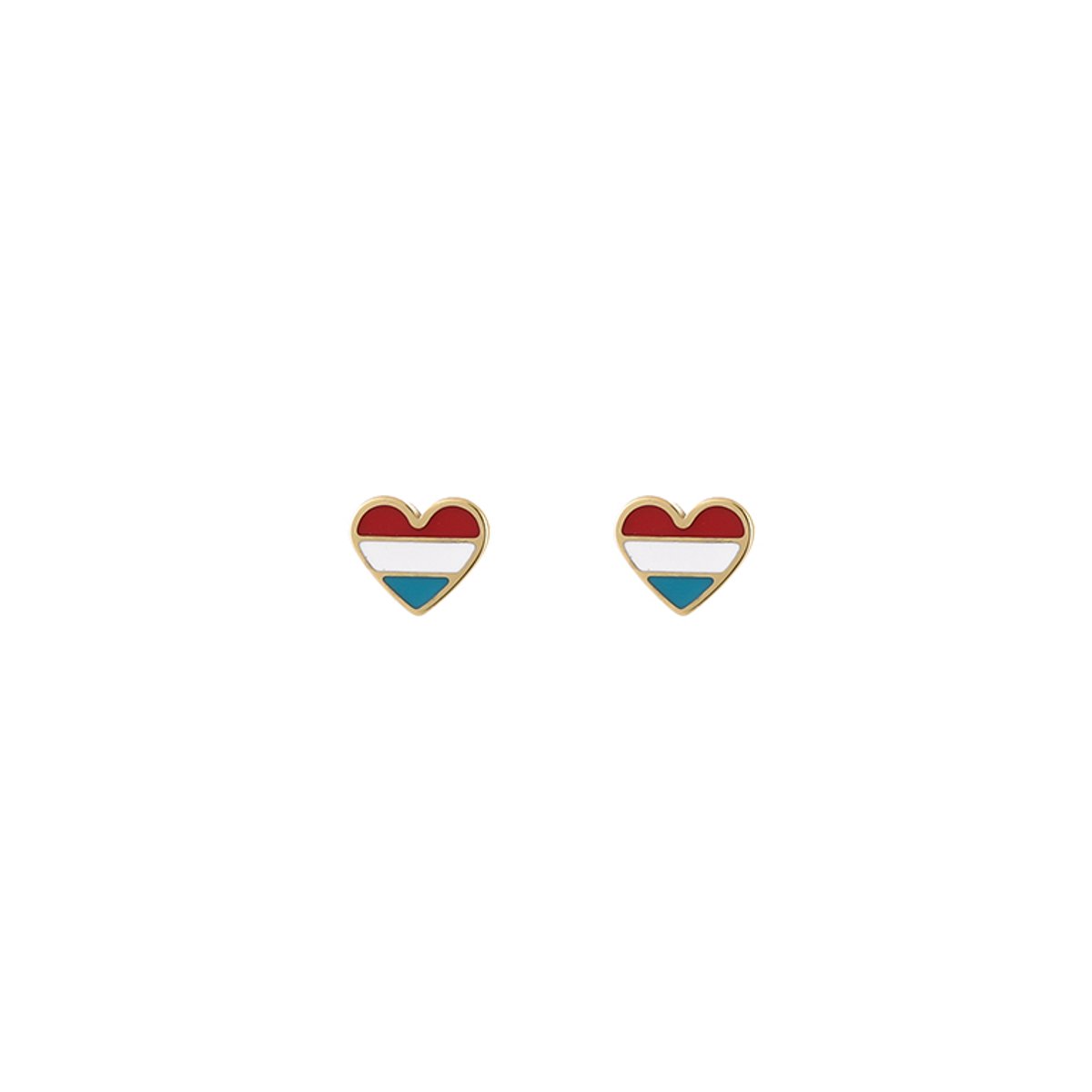 Stainless Steel Amsterdam Hart en Vlag Oorknopjes – Cultuur Geïnspireerde Studs – RVS - Goud