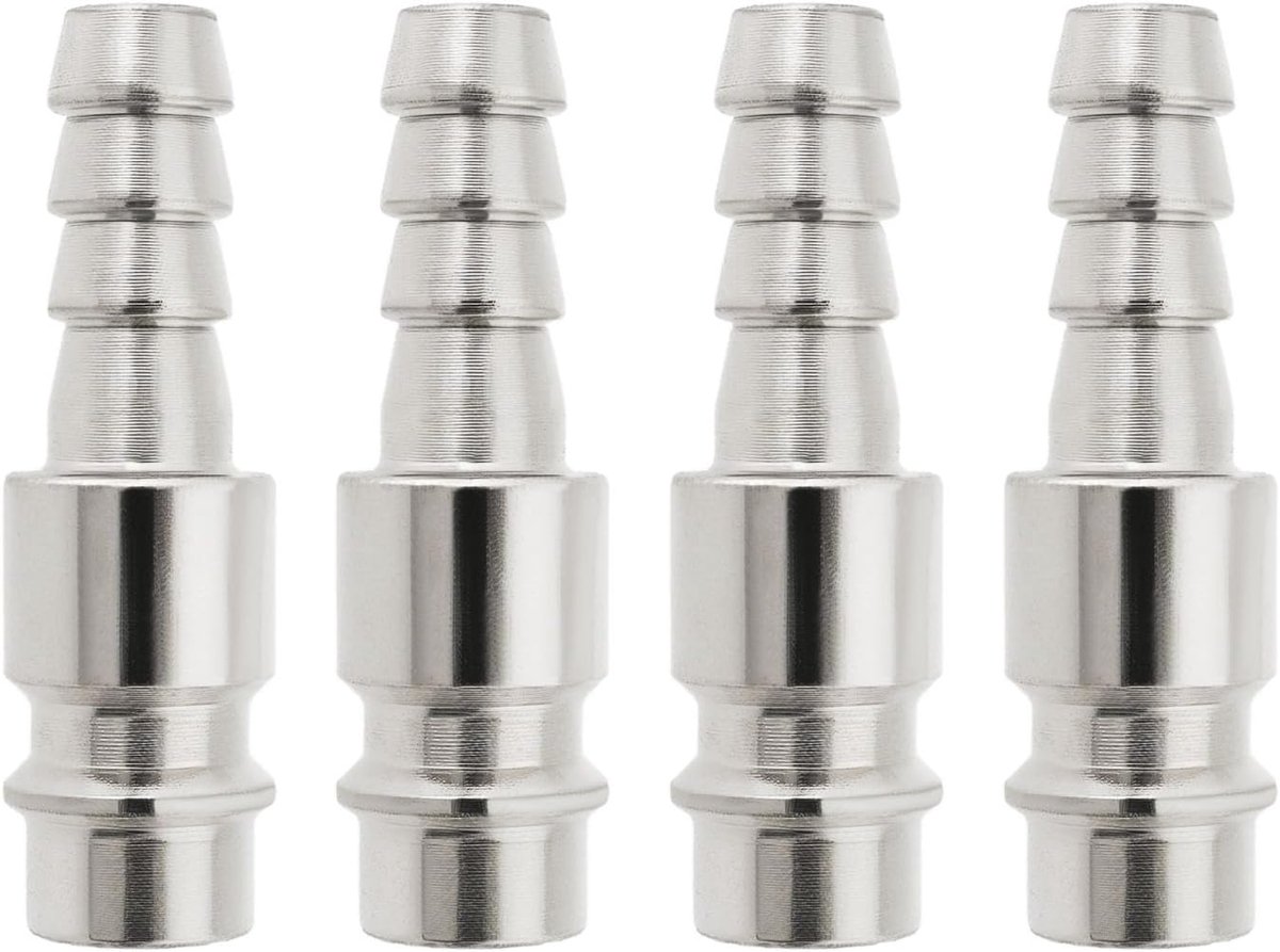 SnelShoppen - 4Pcs 8mm Europese Stijl Luchtdrukcompressor Slangverbindingen Snelle Ontkoppeling Koppelingen voor 8mm Luchtdrukslang Zilver