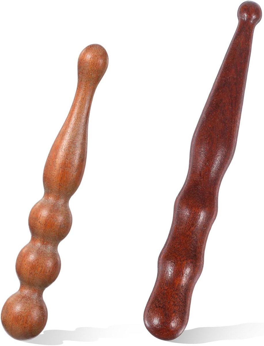 SnelShoppen - 2 Stuks Acupressuur Pen Set - Houten Acupunctuur Pen, Drukpunt Massage Tool van Sandelhout voor Ontspanning van Lichaam, Hand en Voet -