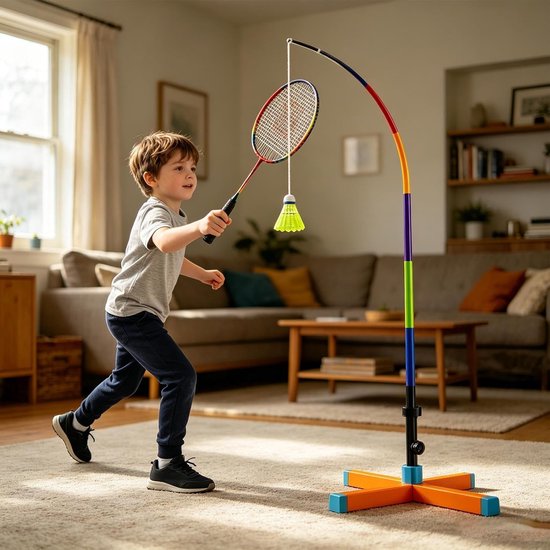 Badminton Trainer - Solo Oefenpartner - Vaardigheden Verbeteren - Automatisch Terugslag - Verstelbare Hoogte - Zwart — afbeelding 3