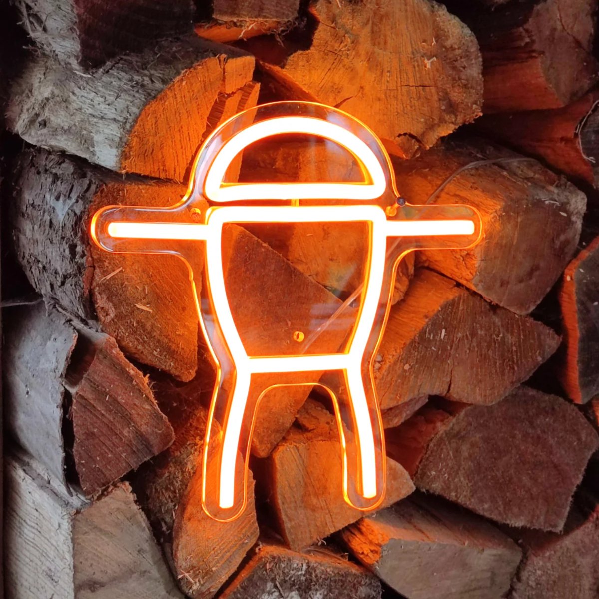 Monolith Neon Verlichting Klein – Oranje Neonlicht BBQ-logo – 26x26 cm LED Neonlamp voor Buitenkeuken & Mancave