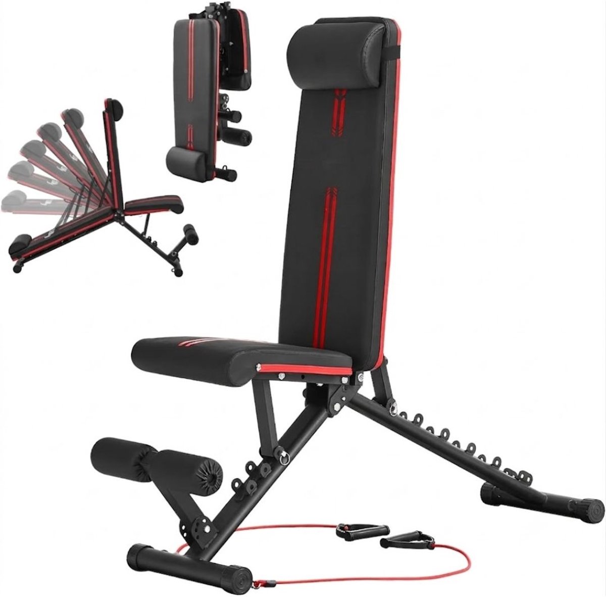 NIVA® Fitnessbank - 400kg Capaciteit - Fitness Halterbank - Halterbank - Zwart - 119cm x 35cm x 125cm