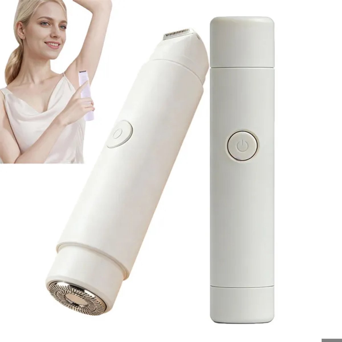 TEKROA Ladyshave voor Vrouwen - 2 in 1 - Elektrisch Scheerapparaat & Bikinitrimmer - Trimmer Vrouw Intiem - Wet & Dry - Gezicht & Lichaam - wit