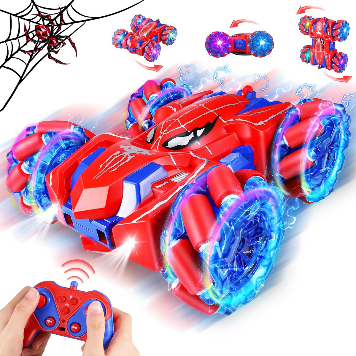 TEKROA RC Bestuurbare Auto - Afstandsbestuurbare Auto - Race Auto Radiografisch - Afstandbestuurbaar Race Drift Car - Afstandsbestuurbaar Raceauto Accu Spiderman Alternatief Stuntauto
