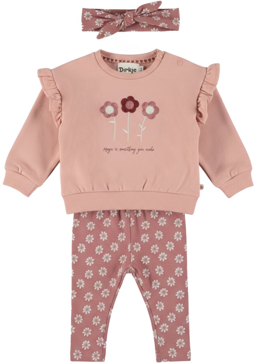 Dirkje Meisjes 3-delige Kledingset - Misty rose