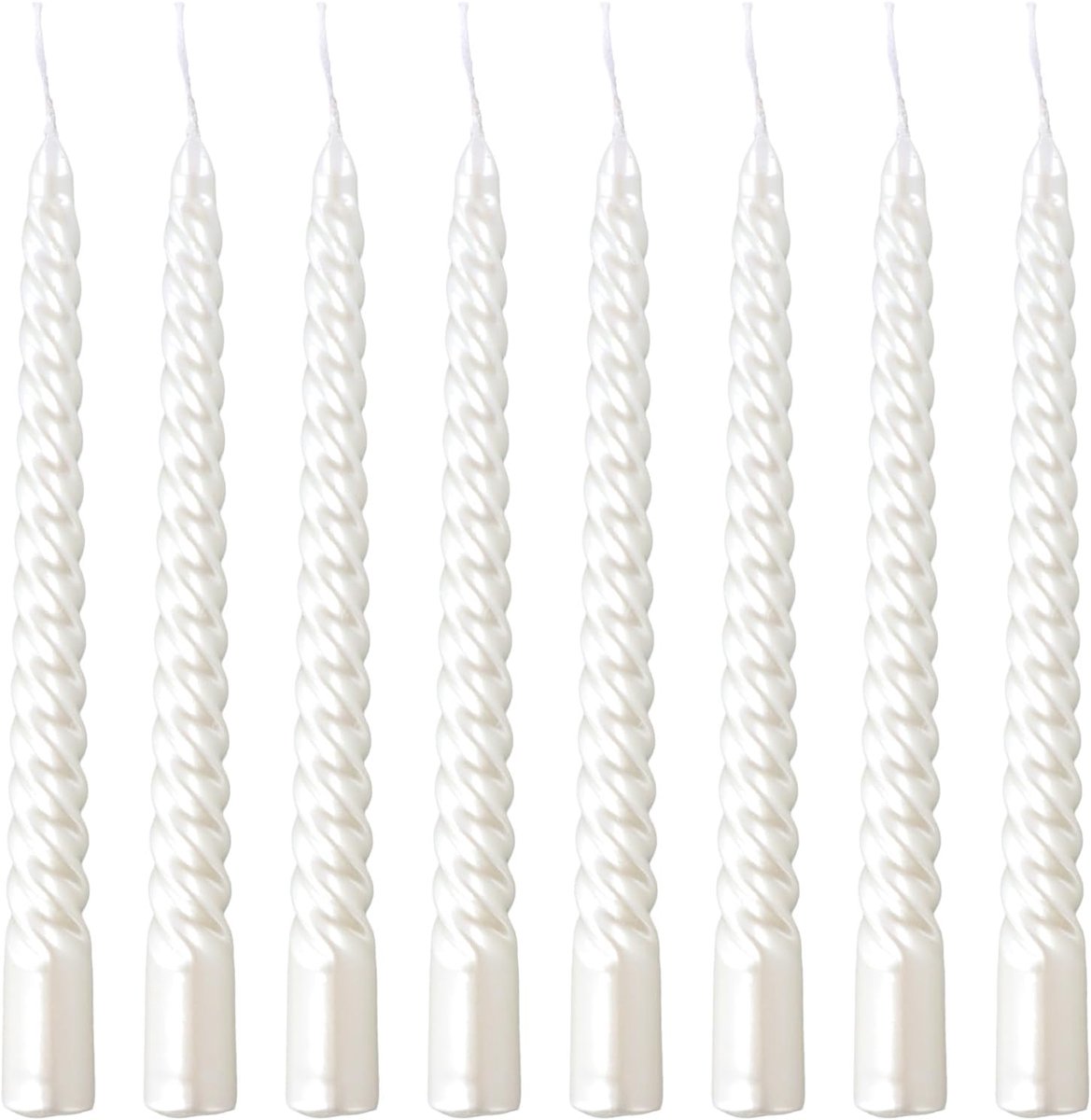 SnelShoppen - 8 Stuks Conische Kaarsen, 20cm Witte Gedraaide Tafelkaarsen, Luxe Kaarsenset voor Valentijnsdag, Kerst, Verjaardagsfeest Decoratie