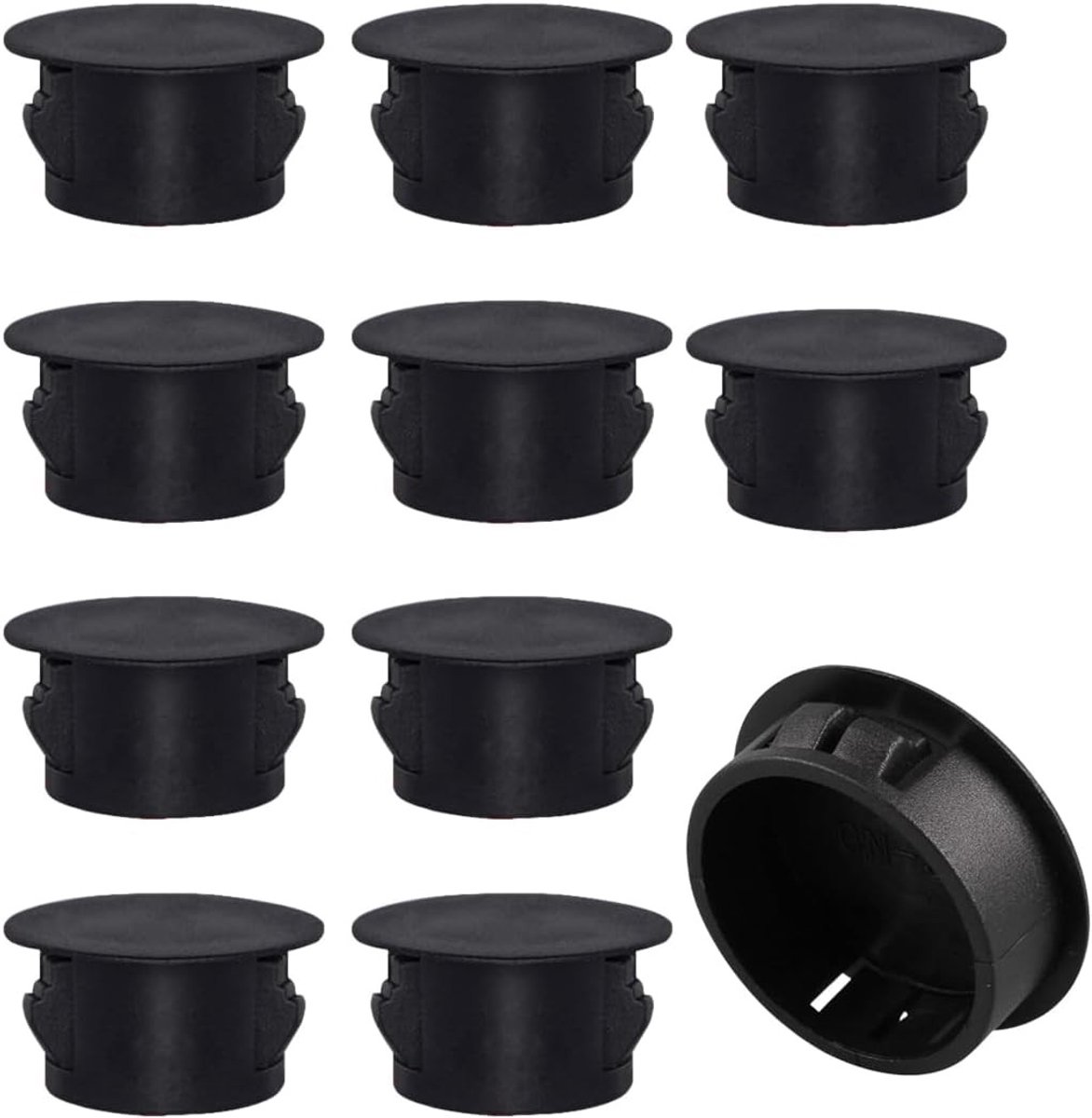 Set van 10 kunststof schroefdoppen, 30 mm gatstop voor buisafdekking en meubelbescherming (zwart)