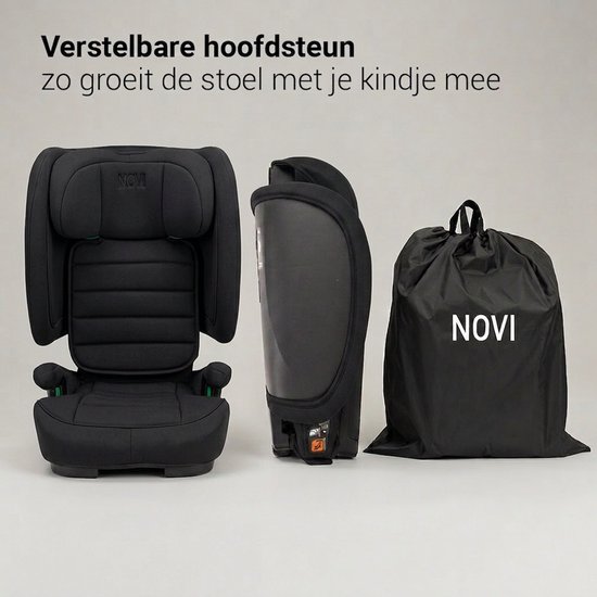 Novi Baby Max I-Size Autostoel - All Black - Inclusief Draagtas van Novi Baby® — afbeelding 4