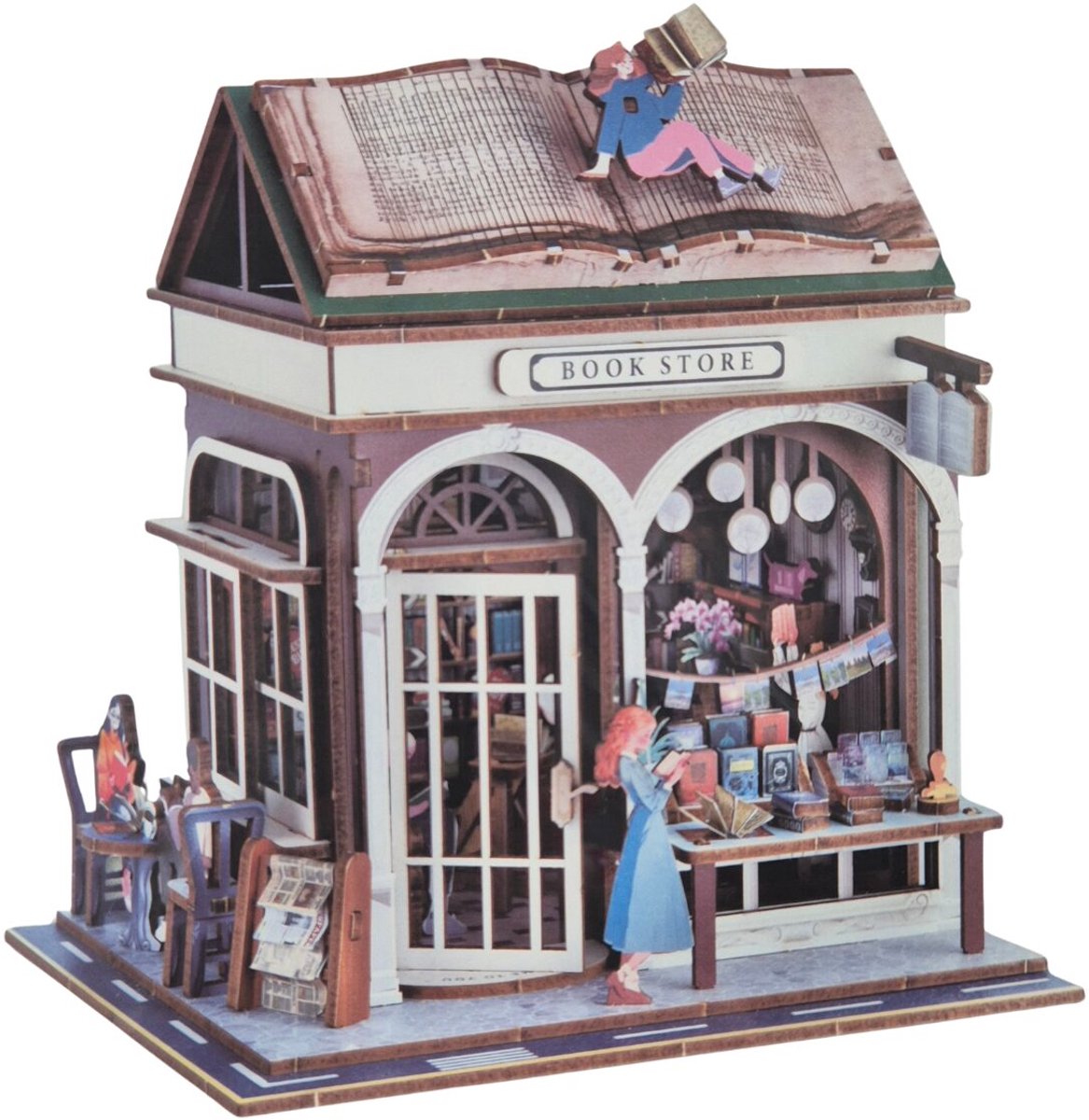 Beehub, DIY Huisje, Bookstore, BE011910, 14,5x16x18 cm