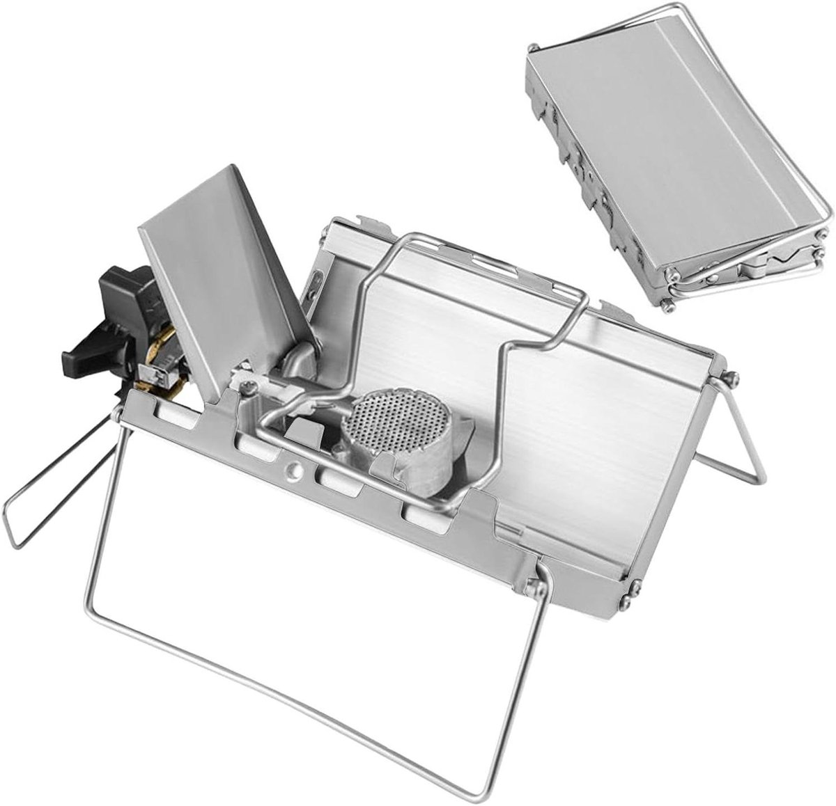 Draagbaar Kampeerfornuis - Outdoor Kooktoestel Picknick - Buiten Koken - Opvouwbaar Ontwerp - 17 x 9.5 x 4 cm - Zilver