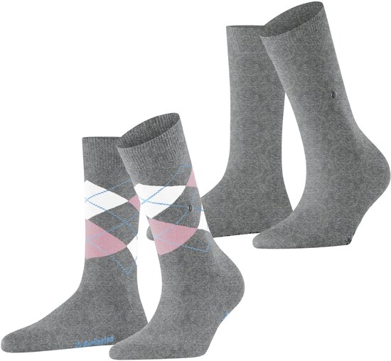 Burlington Everyday 2-Pack gedessineerd katoen multipack sokken dames grijs - maat 36-41