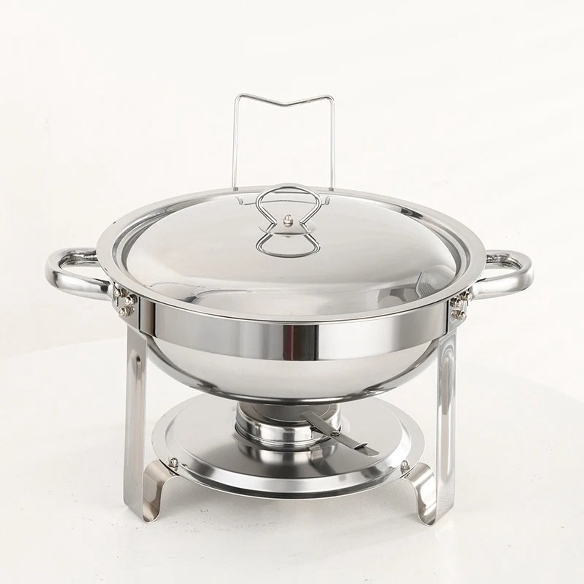 Dailygoods Roestvrijstalen komfoor ronde Chafer buffet catering warmer set met voedselpan en waterpan, deksel, massieve