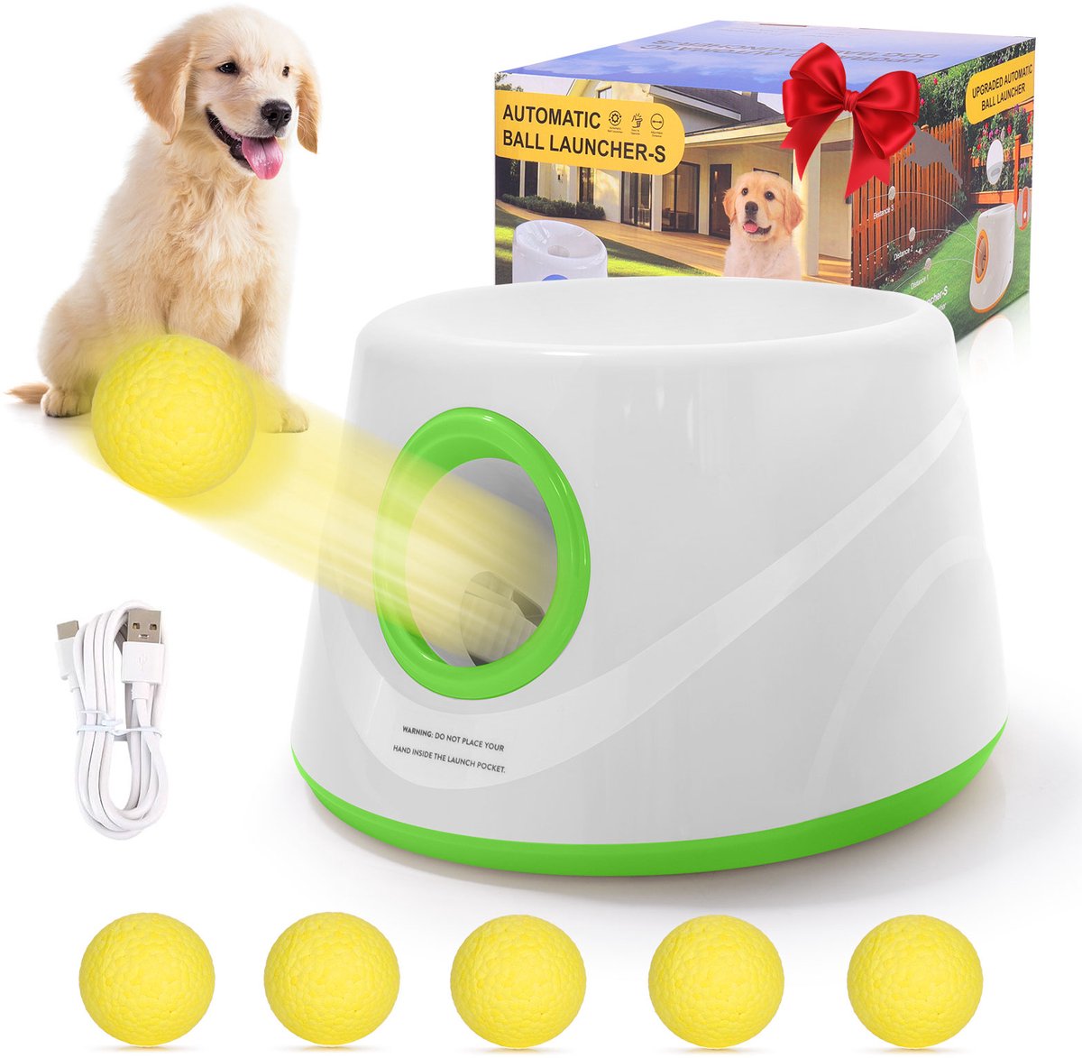 SHANNA Automatische Ballenwerper - Interactief Hondenspeelgoed - Oplaadbaar - Incl. 5 ETPU tennisballen - 3 instelbare Werpafstanden