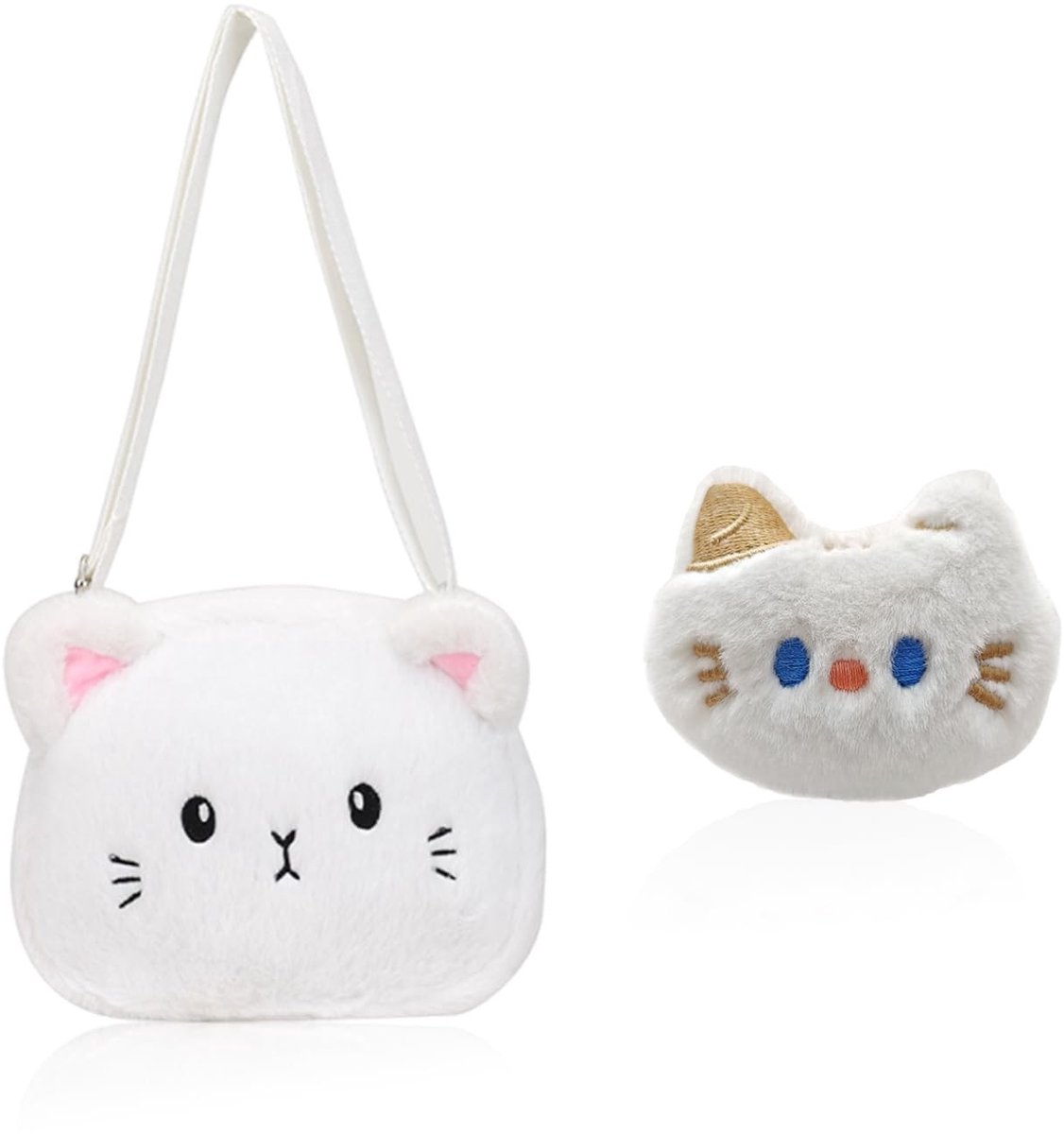 Dailygoods- Schoudertas Schattige Kattenvorm - Pluche Schoudertas - Dames Schoudertas - Cartoonmotief - Zacht en Duurzaam - Afmetingen 20 x 15 x 6 cm - Kattentas