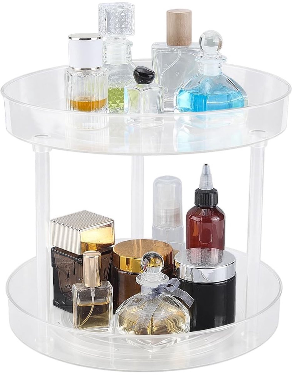 Dailygoods- Make-up Organizer Draaibaar - Acryl - 360° Rotatie - Helder - Opslag - Desk Organizer - 272 x 242 mm - Opbergdoos