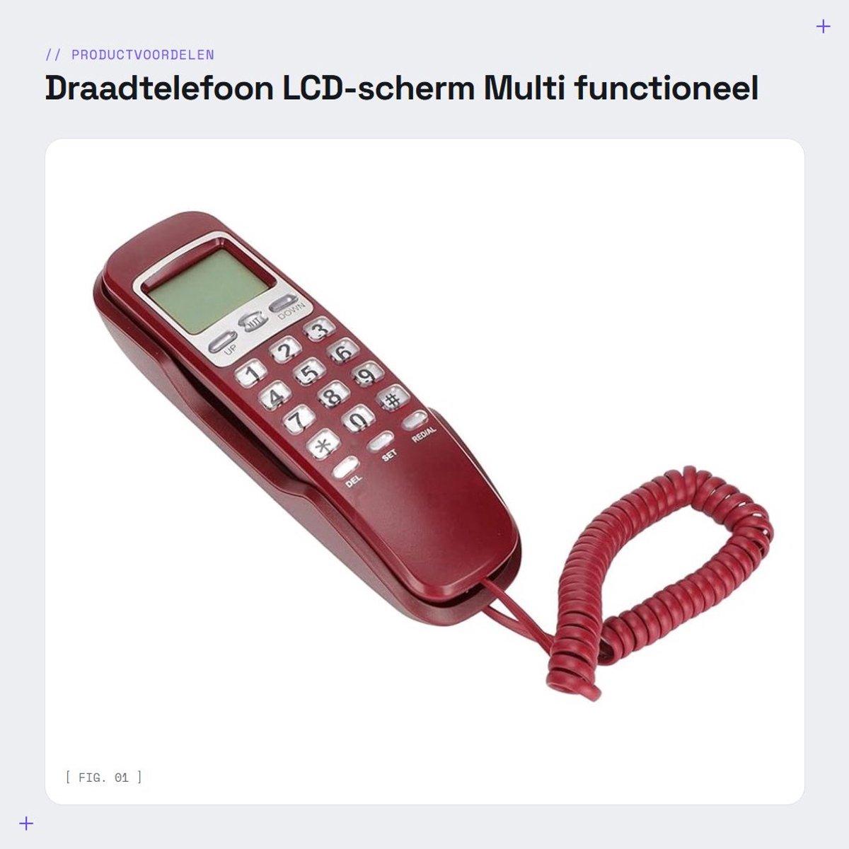Dailygoods- Draadtelefoon met LCD-display - Bedrade Telefoon - Multifunctioneel - Verstelbare Ringtones - Eenvoudig Gebruik - Geschikt voor Ouderen en Kinderen - Vaste Telefoon