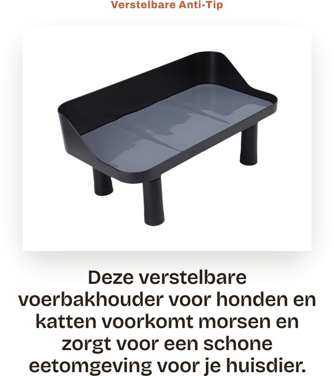 Dailygoods- Voerbakhouder Verstelbaar - Morsbestendig Design - Kunststof - Antislip - Duurzaam - Ideaal voor Honden en Katten - Voerbak