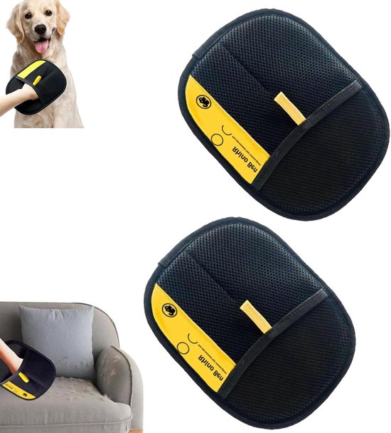 2 stuks-Handschoenen voor het verwijderen van kattenhaar - Kattenhaarborstel - Handschoenen voor het verwijderen van dierenhaar - Huisdierbenodigdheden - Geschikt voor banken- kleding- autostoelen- tapijten - Zwart - 21*17 cm