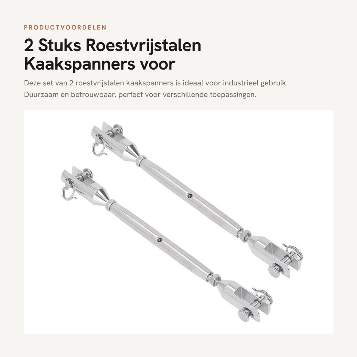 Dailygoods- Kaakspanner 2-delig - Roestvrij Staal - Gesloten Ontwerp - Industrieel Gebruik - Betrouwbare Verbinding - Handmatige Maatvoering - Spanband