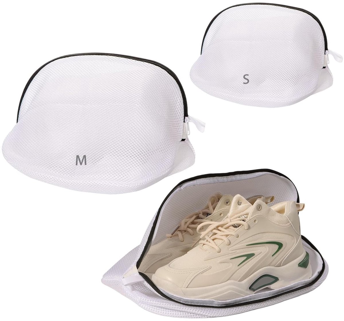 Dailygoods- Schoenwaszak - 2 Stuks - Wasnet met Ritssluiting - Herbruikbare Waszak - Bescherming voor Sneakers/Sokken - Duurzaam Materiaal