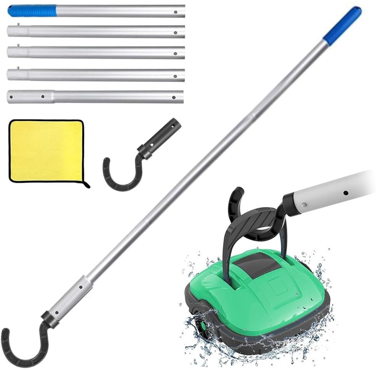 Dailygoods- Haak voor Zwembadrobot - 185 cm Telescoopstang - Accessoirehaak - Zwembadreinigingsaccessoires - Robuust ABS/PC - Eenvoudig te gebruiken - Zwembadhaak
