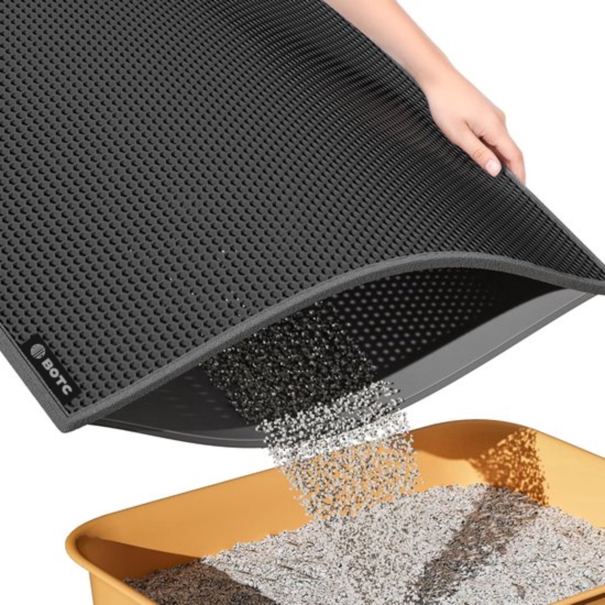 BOTC Kattenbakmat XL - Dubbellaags - 60x45 cm - Waterdicht - Urinebestendige Opvangmat - 1 stuk - Zwart van BOTC