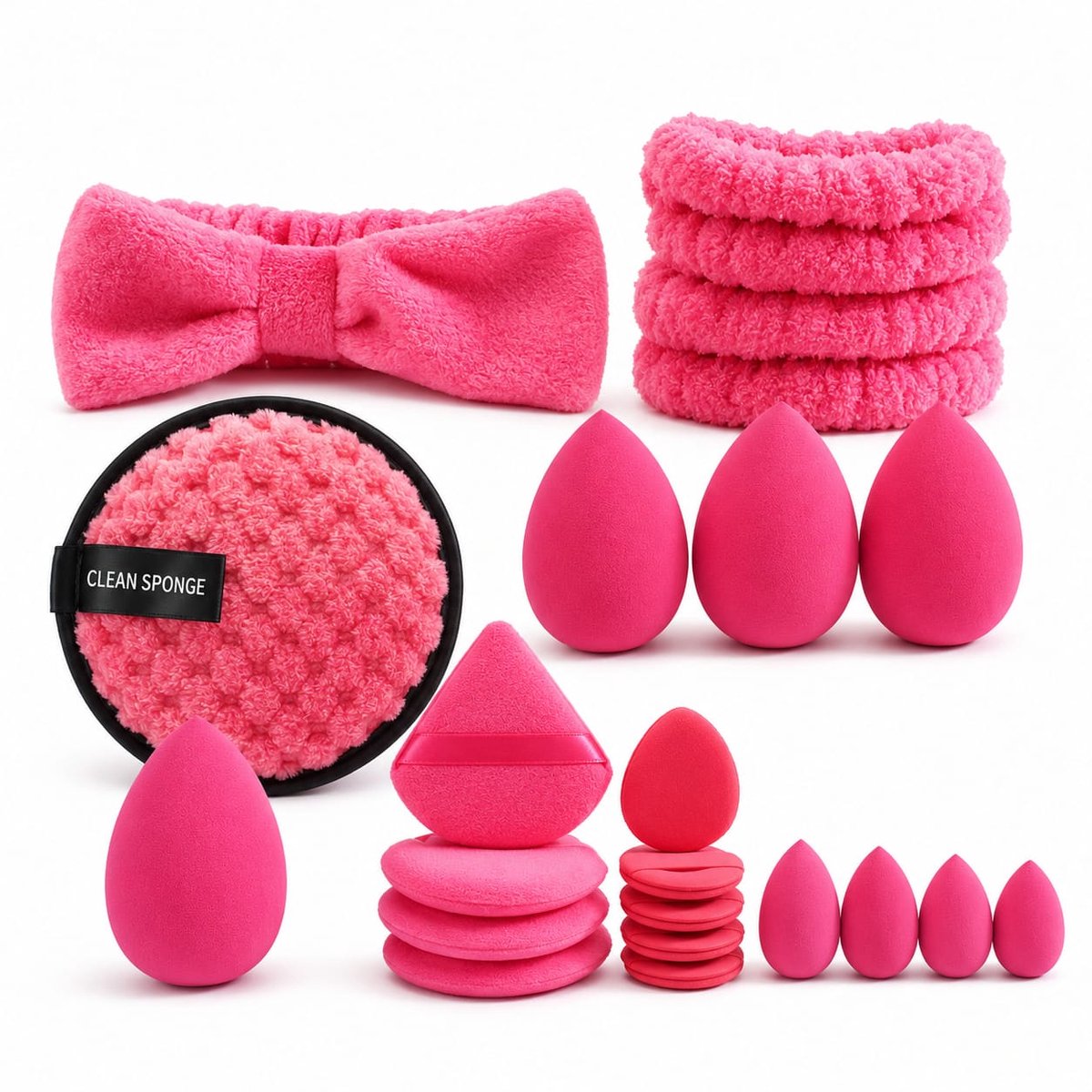 IBORA 20-Delige Luxe Beauty Set – Make-up Sponsen, Haarband & Beauty Accessoires